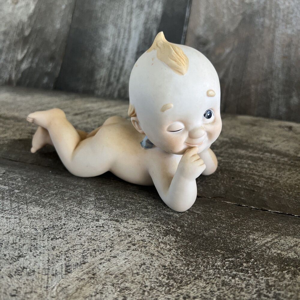 Vintage Lefton Kewpie Doll Handpainted Porcelain Bisque “Piano Baby”